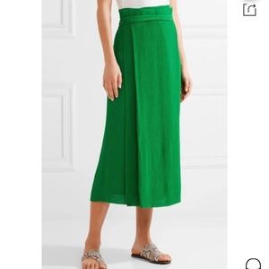 Protagonist Plissé-crepe Wrap-effect Midi Skirt Bright Green